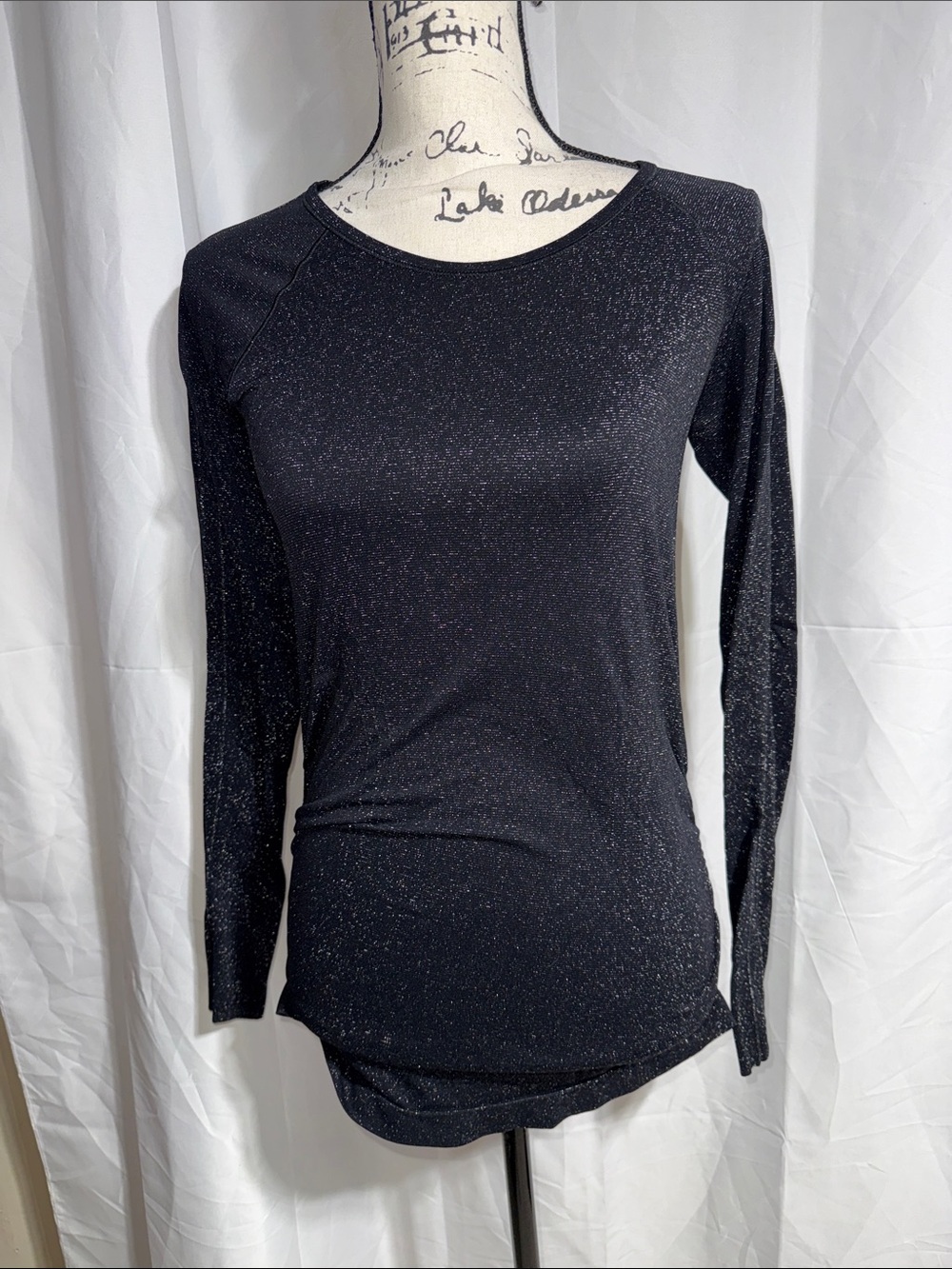 Athleta Black Sparkle Long-Sleeve Tee